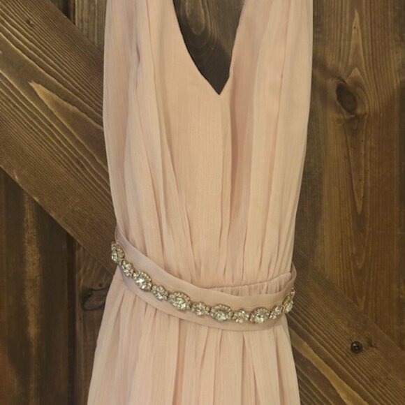 Vera Wang Formal White Collection Bridesmaid Dress Pink Chiffon Jeweled Belt 4 - Picture 12 of 16